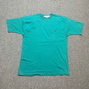 Vintage Basic Gear Pocket T-Shirt XL Teal Cotton Short Sleeve 90s Single Stitch